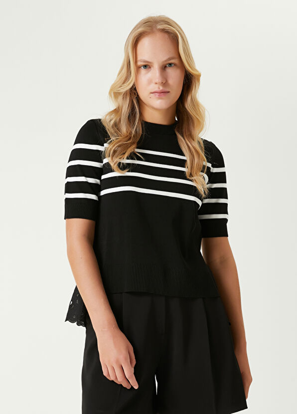 Beymen Club Siyah Beyaz Çizgili Kısa Kol Kazak - 4