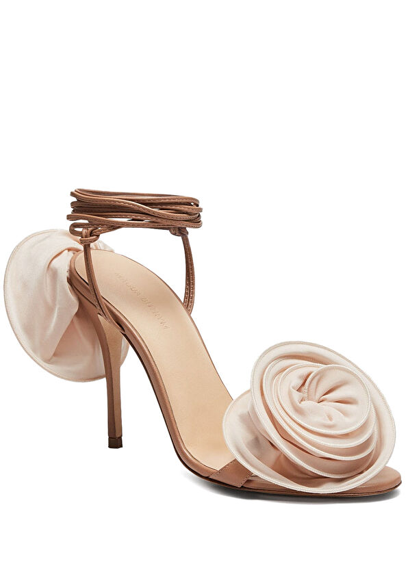 Magda Butrym Flower Bej Beyaz Kadın Deri Sandalet - 2