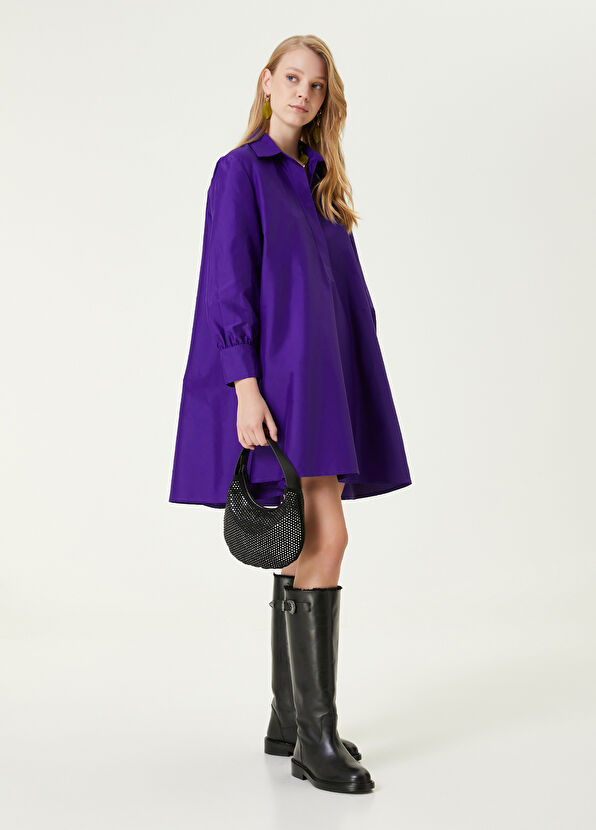 Beymen Club Mor Mini Gömlek Elbise - 3