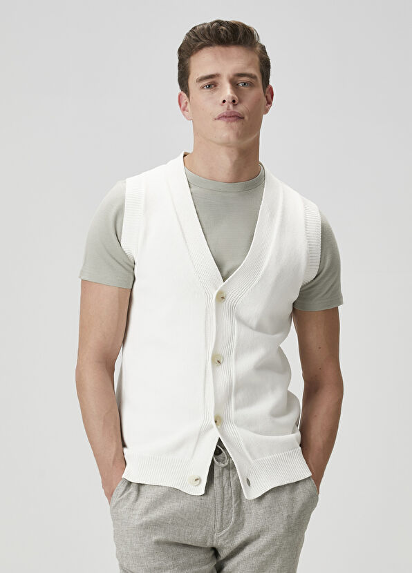 Beymen Club White Knit Vest - 1