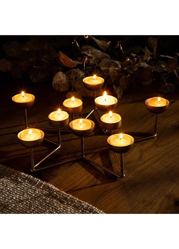Chakra Tigo Tealight Gold Color Candle Holder - 2