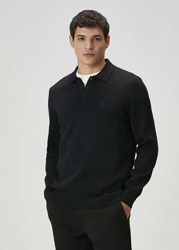 Beymen Club Black Polo Wool Sweater - 1