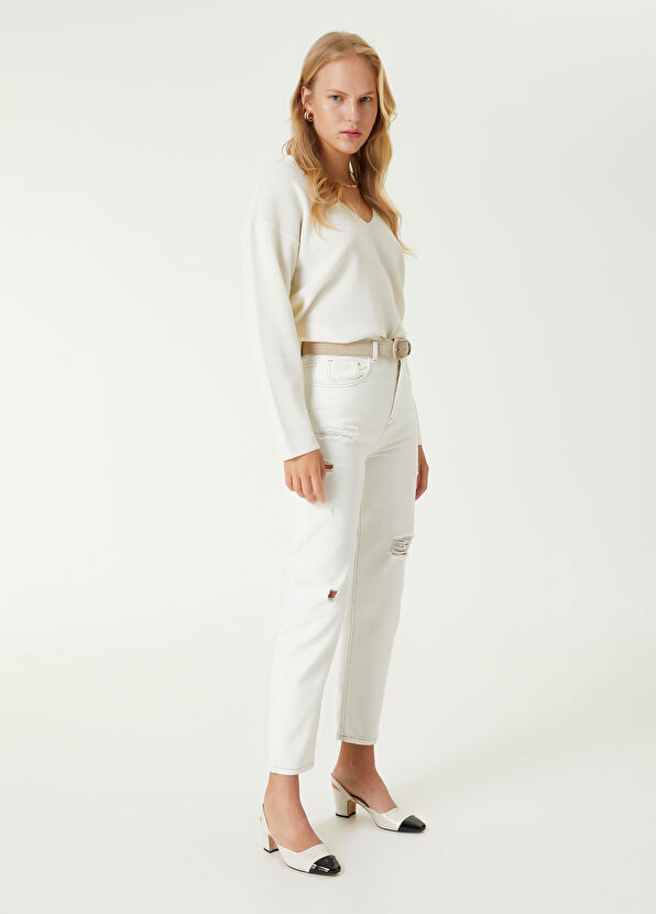 Beymen Club Ekru Basic Uzun Yün Kazak - 3