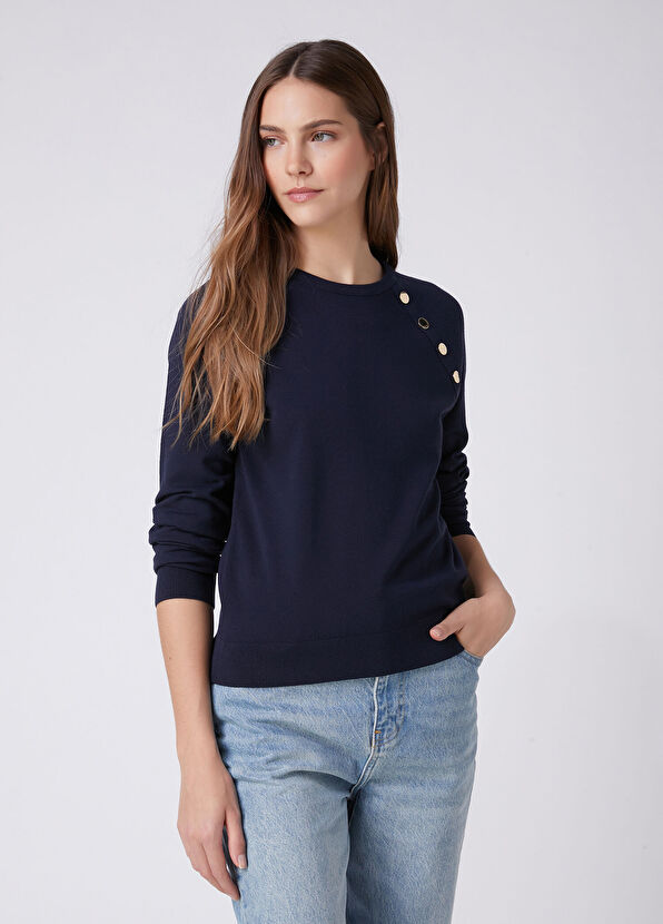 Beymen Club Navy Blue Button Detailed Sweater - 1