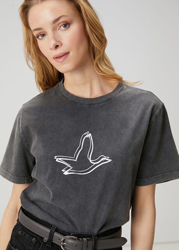 Beymen Club Siyah Taşlı Kaz Logolu T-shirt - 2