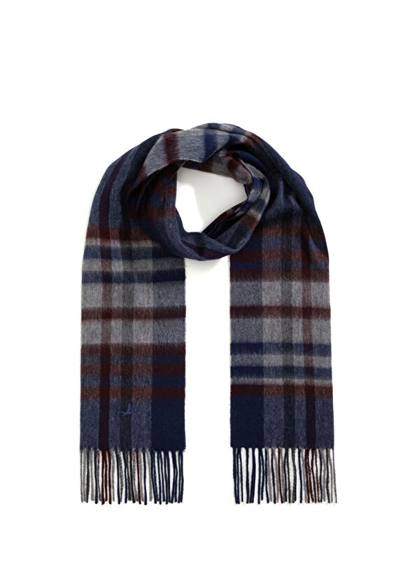 Beymen Club Navy Blue Plaid Men's Wool Scarf - 3