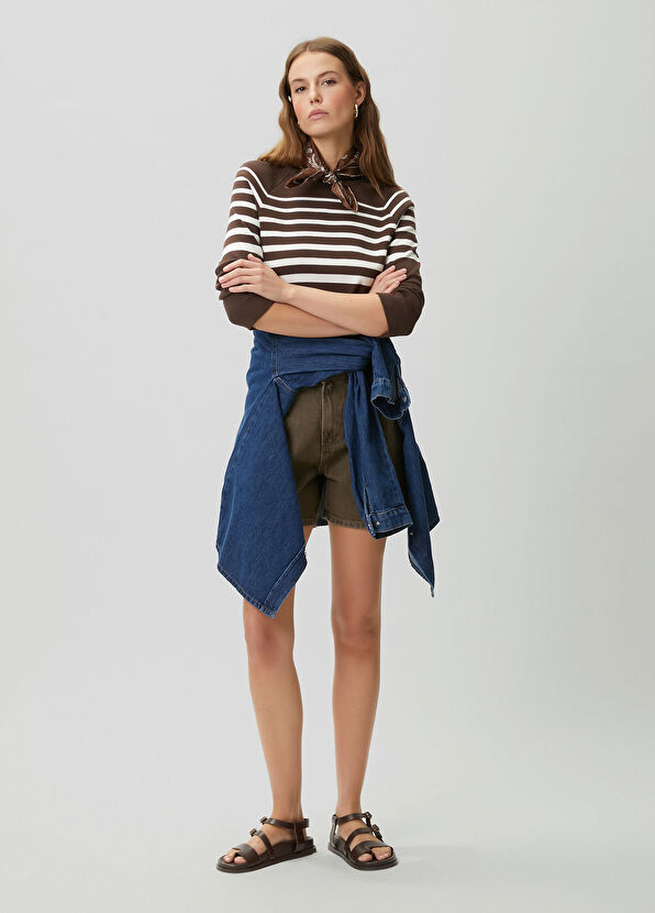 Beymen Club Kahverengi Çizgili Sweatshirt - 3