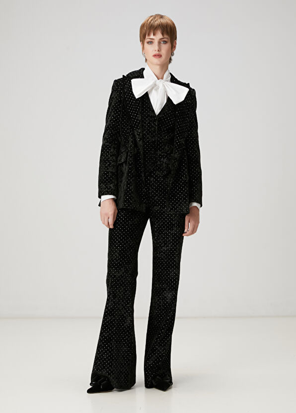 Beymen Club Black Embellished Velvet Evening Vest - 2