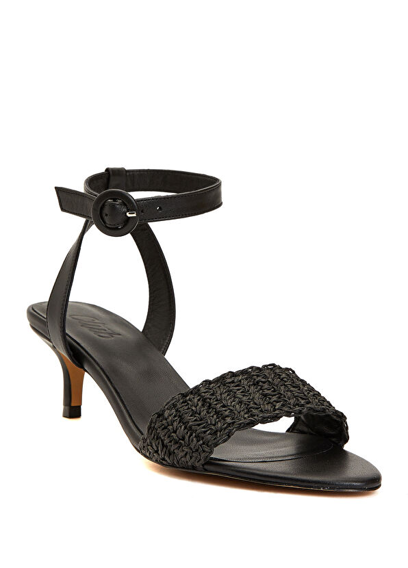 Beymen Club Siyah Örgü Bantlı Kadın Deri Sandalet - 2