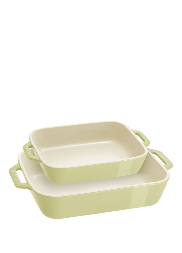 Staub Açık Yeşil Seramik 2 Parça Fırın Kabı Seti - 1