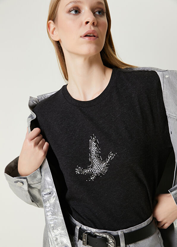 Beymen Club Antrasit Logo İşlemeli T-shirt - 2