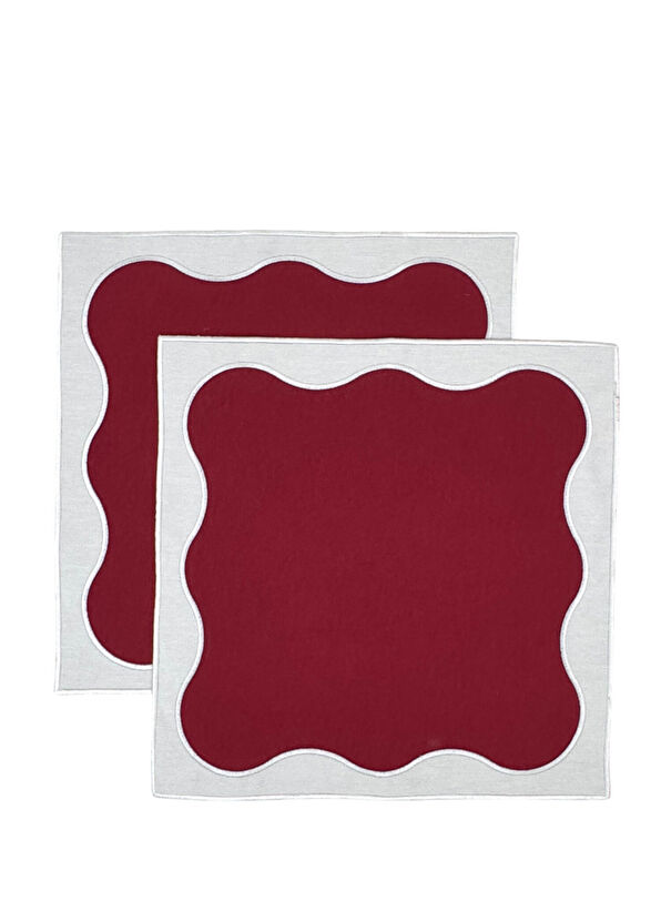 Matis Home Line Nora Bordo Keten Kare 2'li Peçete Seti - 1