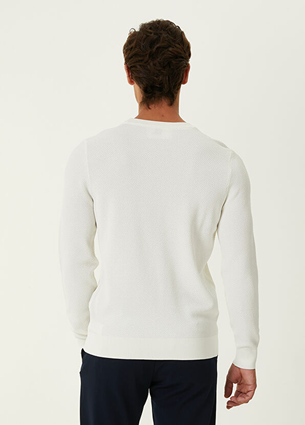 Beymen Club Beyaz Petek Örgü Dokulu Kazak - 4