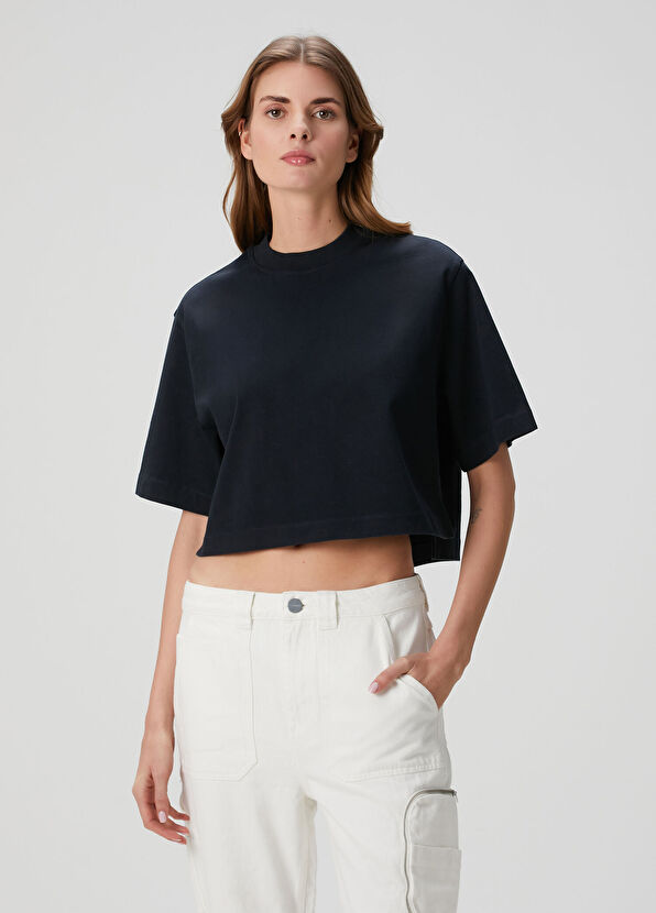 Lottie Lacivert Crop T-shirt - Görsel 2