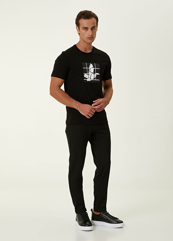 Beymen Club Black Cubes Printed with Goose T-shirt - 2