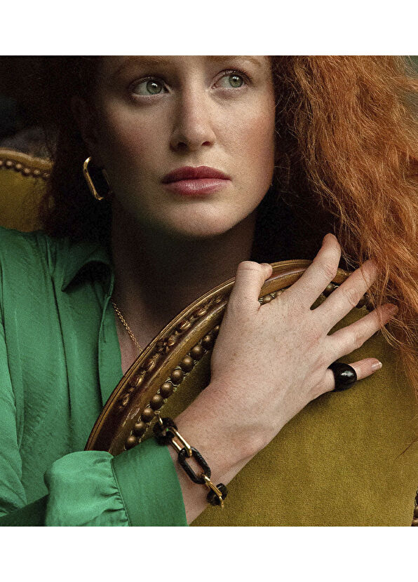 Lalique Costume Jewellery Empreinte Animale Yellow & Black 18 Ayar Altın Kaplama Zincir Kristal Unisex Bileklik - 2