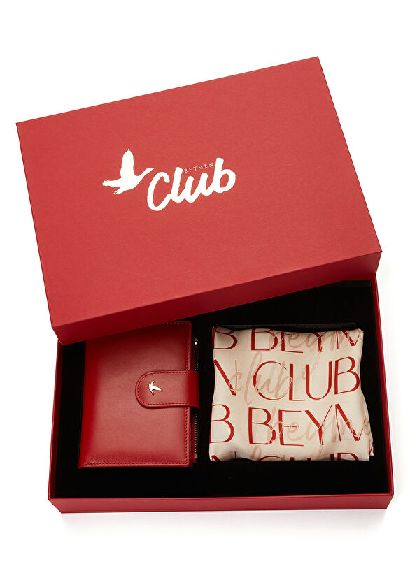Beymen Club Red Wallet And Scarf Gift Set - 1