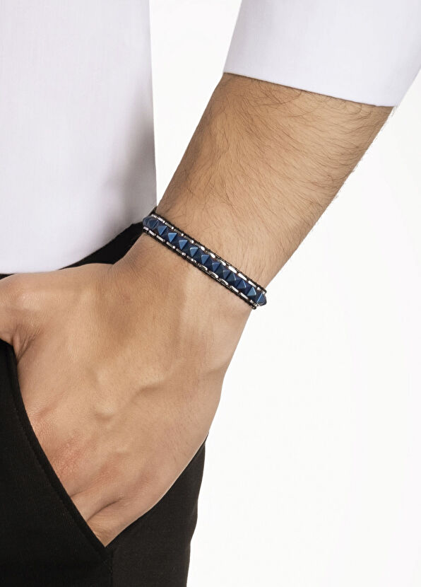 So Chic Hematit Taşlı Lacivert Çelik Erkek Bileklik - 2