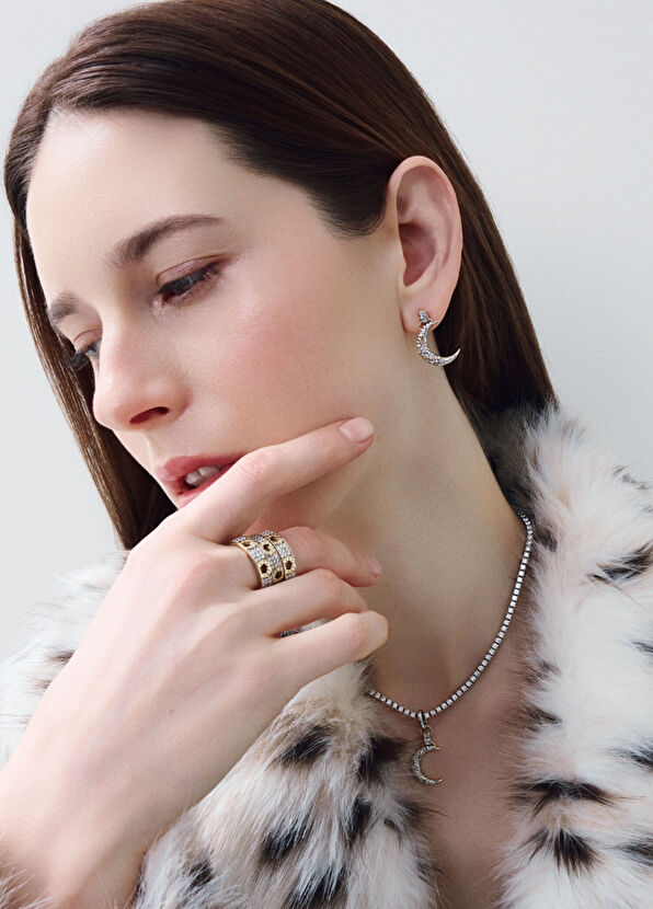 Foen Monar Pırlanta Taşlı 14 Ayar Altın Kadın Küpe - 2