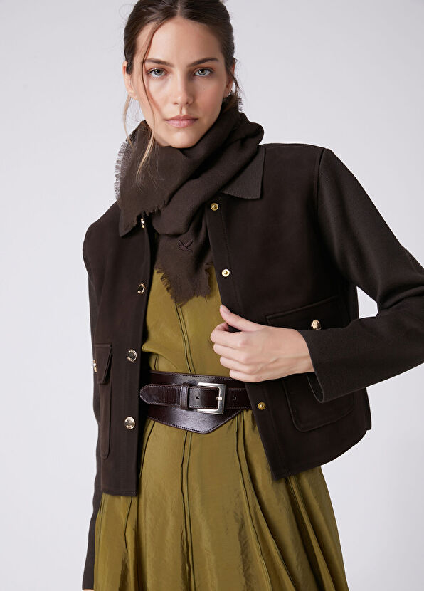 Beymen Club Brown Suede Inserted Knit Jacket - 1