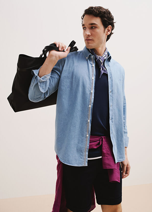 Comfort Fit Mavi Denim Gömlek Beymen Club Comfort Fit Mavi Denim Gömlek - 1