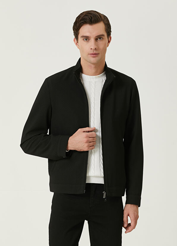 Beymen Club Siyah Diyagonal Dokulu Örme Mont - 1