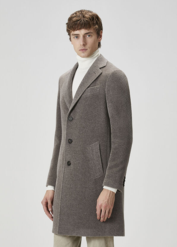 Kahverengi Yün Palto - Görsel 5