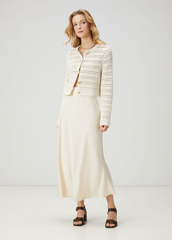 Beymen Club Krem Maksi Saten Etek - 1