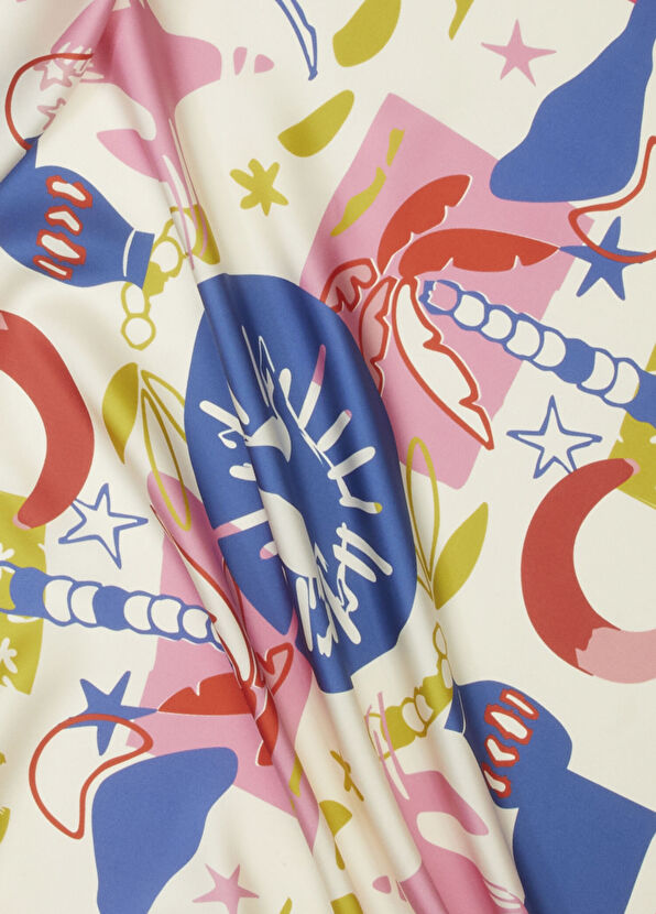 Beymen Club Çok Renkli Güneşli Kaz Desenli İpek Eşarp - 2