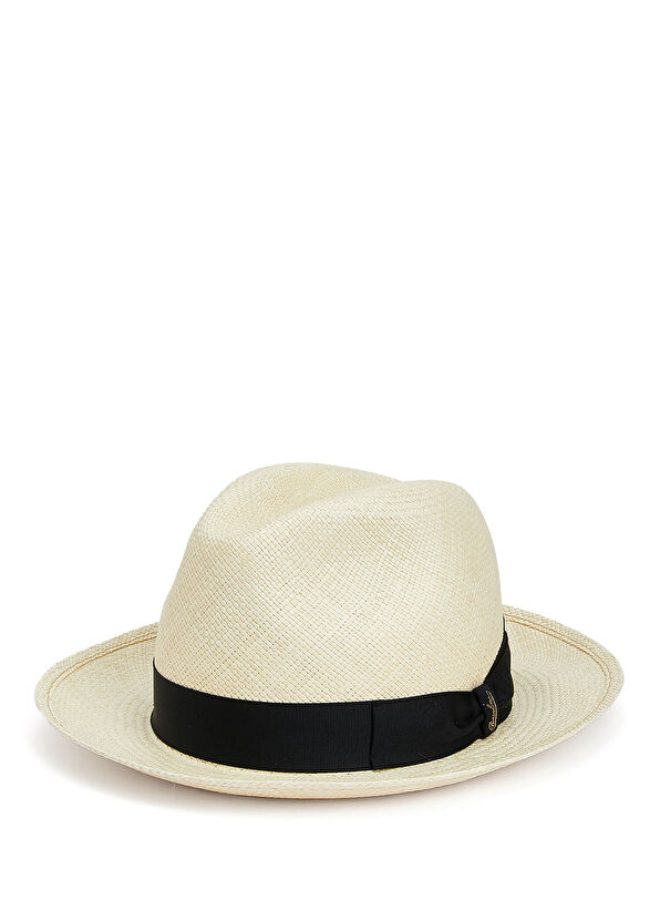 Borsalino Navy Blue Beige Men's Straw Hat - 1