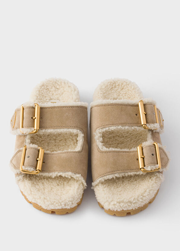 Prada Shearling Suede Women's Slippers - 3