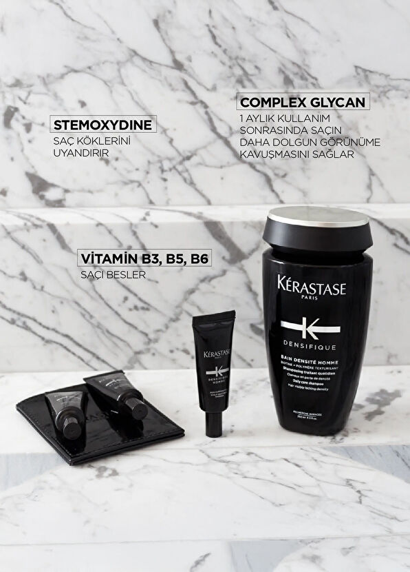 Kerastase Densifique Homme Erkekler İçin Parlaklık Verici Yoğunlaştırıcı Şampuan 250 ml + Bakım Kürü 30x6 ml 2'li Saç Bakım Seti - 2