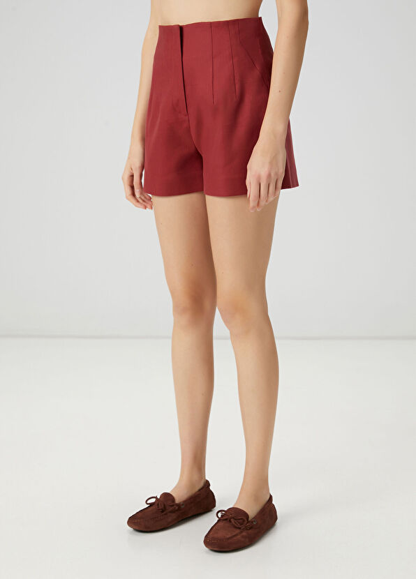 Beymen Club Kiremit Pens Detaylı Keten Şort - 2