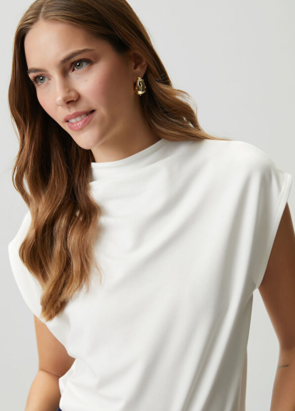 Beymen Club Kırık Beyaz Drape Detaylı T-shirt - 2