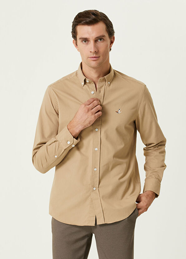 Beymen Club Comfort Fit Mink Gabardine Textured Shirt - 1