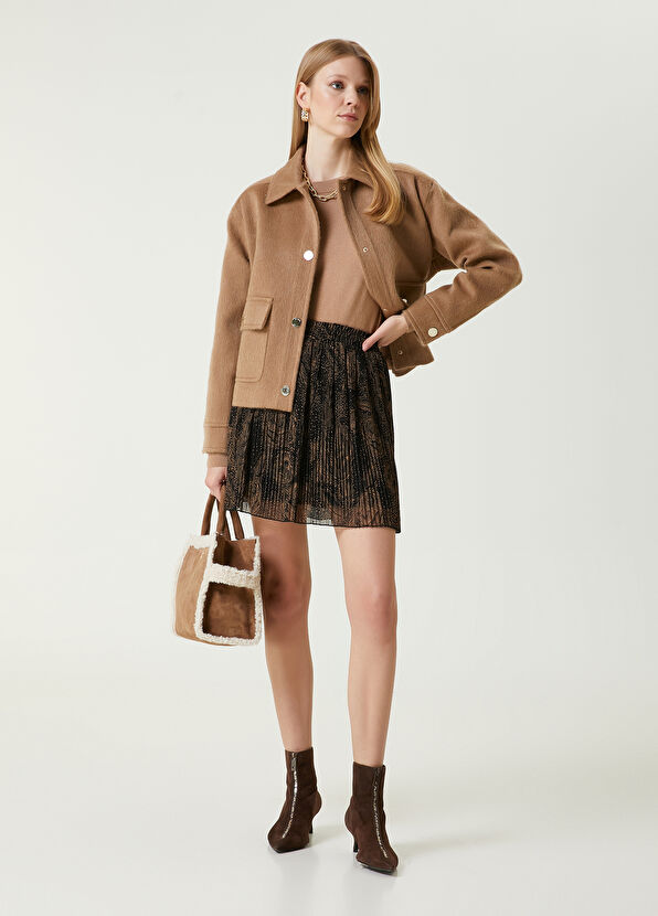 Beymen Club Kahverengi Çiçekli Mini Şifon Etek - 1