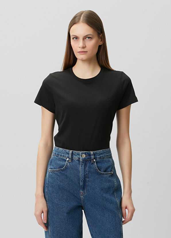 Beymen Club Siyah Dökümlü T-shirt - 1