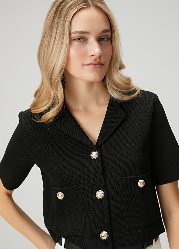 Beymen Club Siyah Crop Triko Ceket - 2