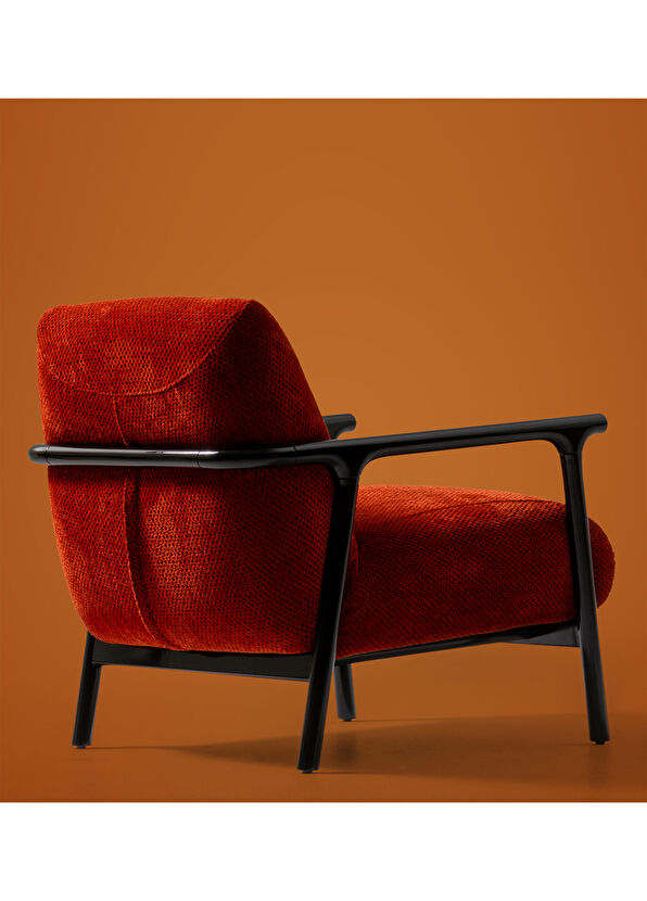 Saloni Boboli Arancio Turuncu Siyah Lake Ayaklı Berjer - 4