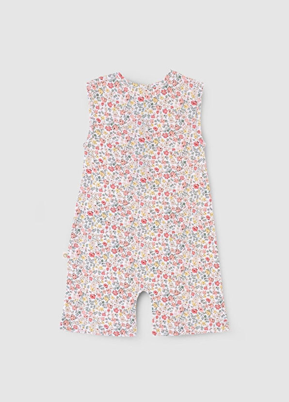 Little Gusto Bambu Çiçek Desenli Kolsuz Kız Çocuk Şort Tulum - 2