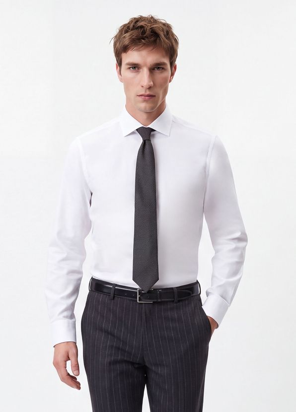Beymen Club Comfort Fit Beyaz Armürlü Non-iron Gömlek - 4