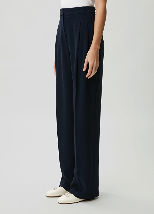 Beymen Club Lacivert Çift Pileli Krep Palazzo Pantolon - 3