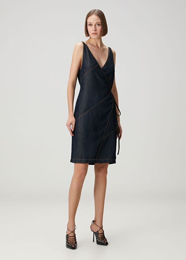 IRO Rania Dark Navy Midi Denim Dress - 1