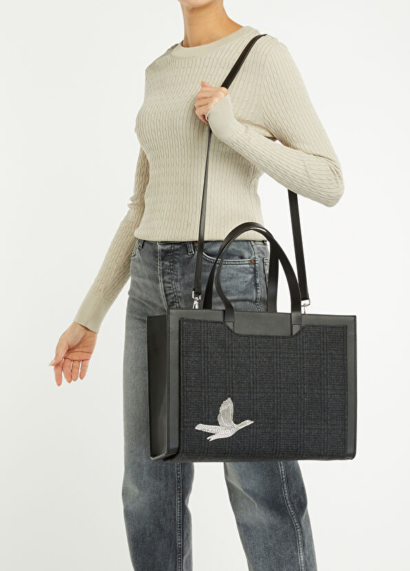 Beymen Club Black Plaid Women's Shopping Bag - 2