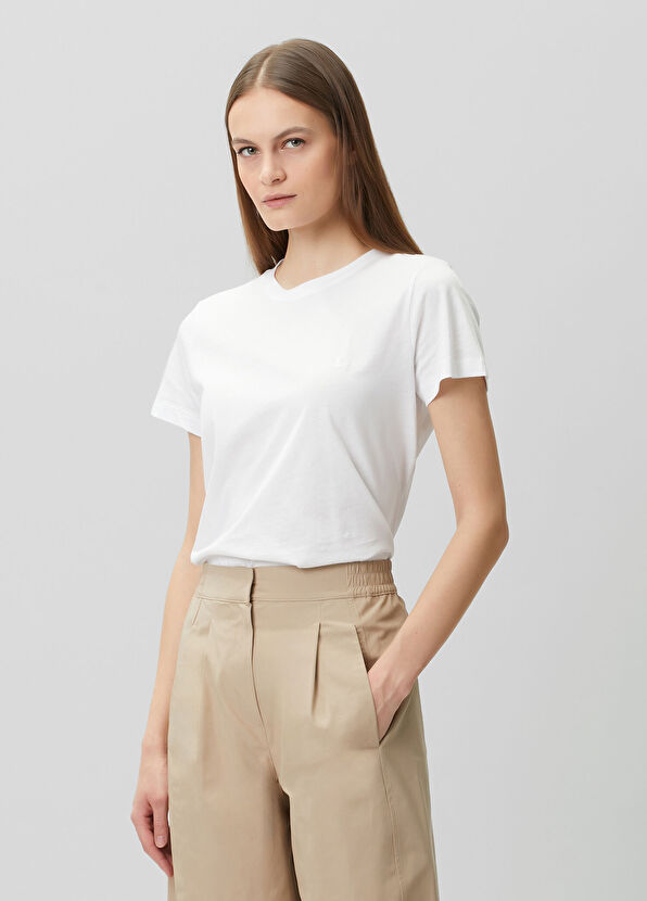 Beymen Club Beyaz Dökümlü T-shirt - 4