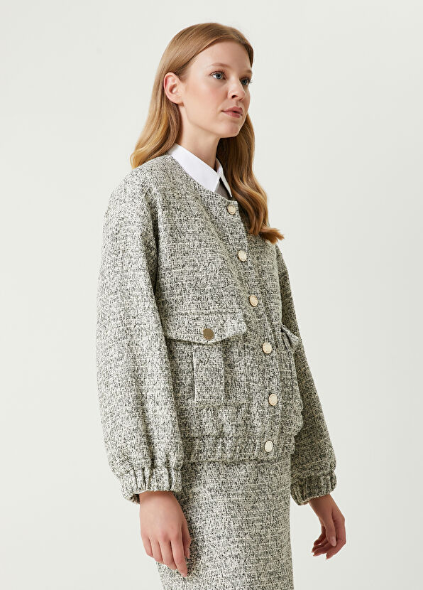Beymen Club Ekru Tweed Bomber Ceket - 4