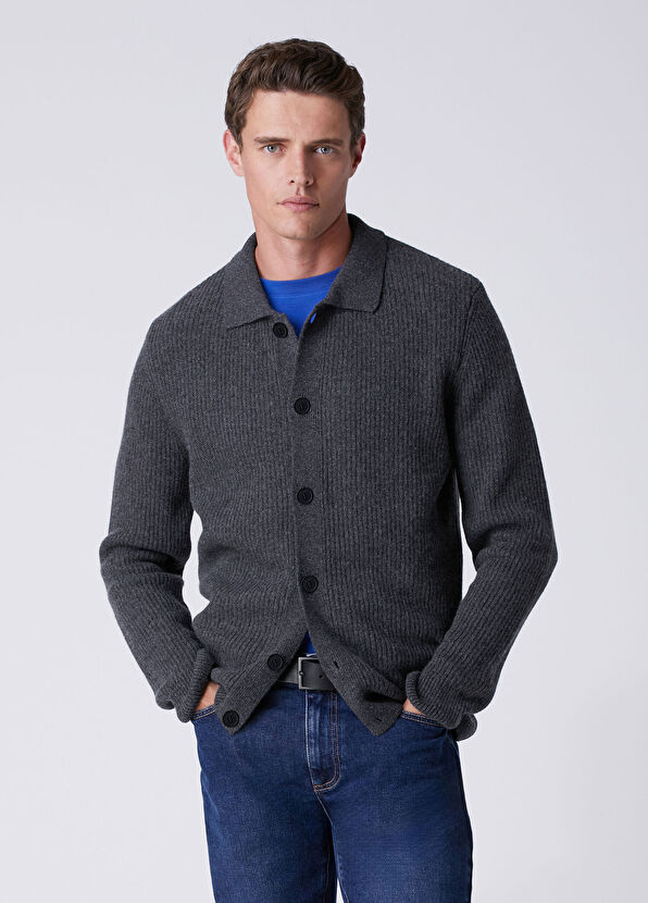Beymen Club Anthracite Cashmere Blend Knit Cardigan - 2