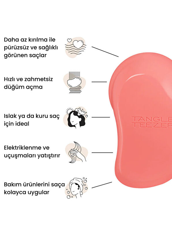 Tangle Teezer Original Salmon Pink Yellow Hair Brush - 3