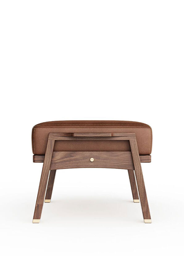 Ananas Akita Serisi Kahverengi Ahşap Ceviz Puf - 3