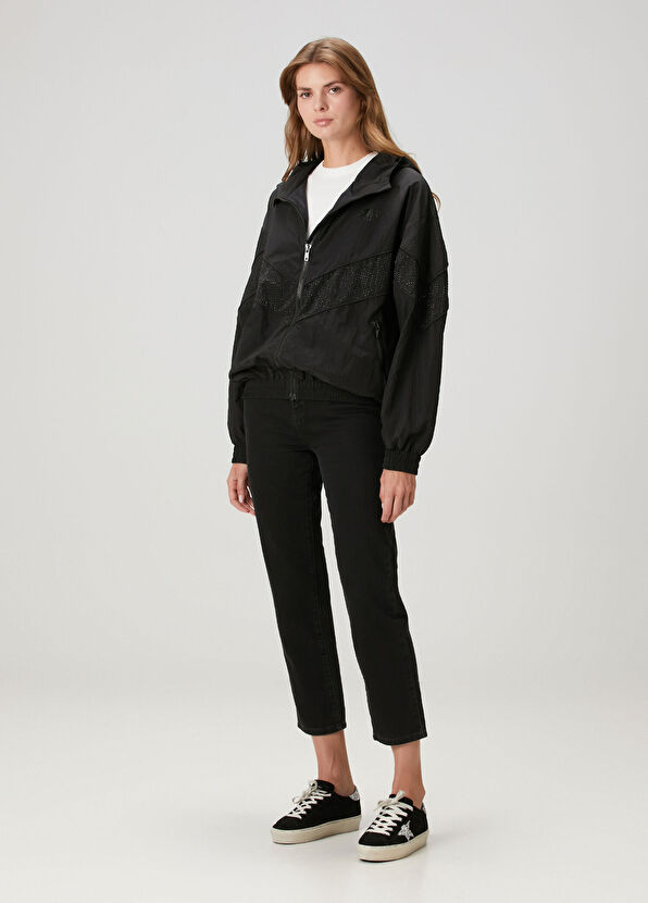 Siyah Kristal Taşlı Yağmurluk - Görsel 3